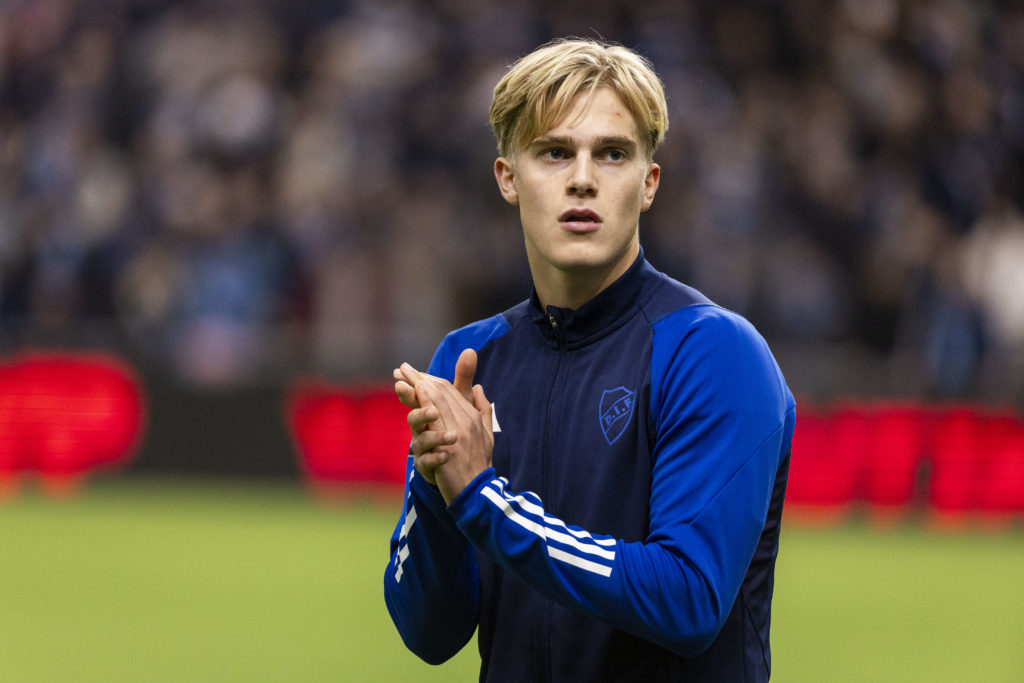 Lucas Bergvall of Djurgardens IF during the Svenska Cupen Group 4 match between Djurgardens IF and IFK Goteborg at Tele2 Arena on March 3, 2024 in ...