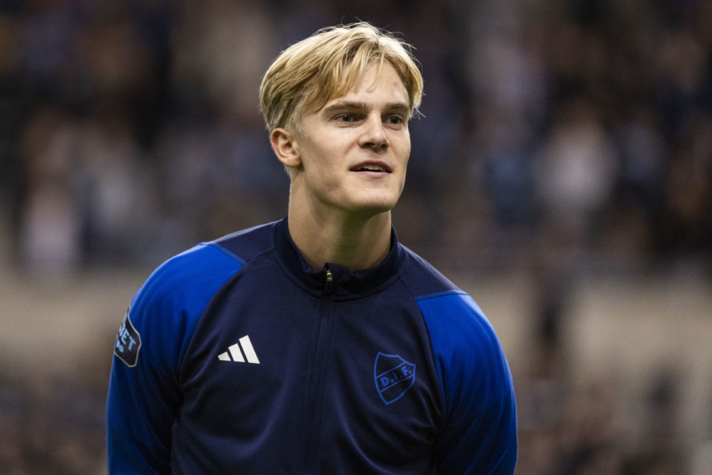 Lucas Bergvall of Djurgardens IF during the Svenska Cupen Group 4 match between Djurgardens IF and IFK Goteborg at Tele2 Arena on March 3, 2024 in ...