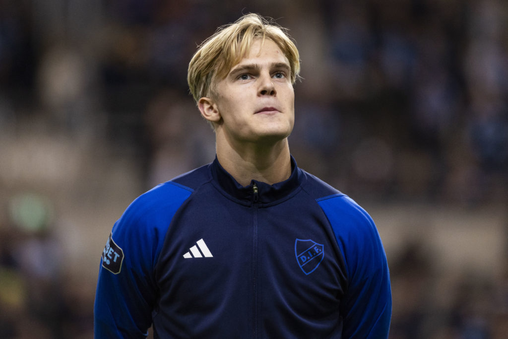 Lucas Bergvall of Djurgardens IF during the Svenska Cupen Group 4 match between Djurgardens IF and IFK Goteborg at Tele2 Arena on March 3, 2024 in ...