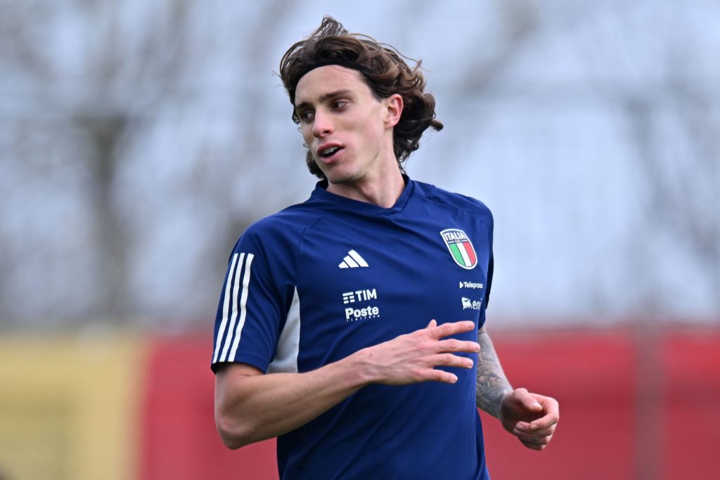 Riccardo Calafiori of Italy U21 during the Italy U21 Training Session on March 19, 2024 in Rimini, Italy.