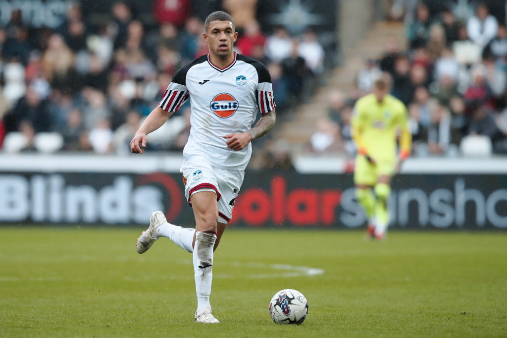 Nathan Wood of Swansea City in action during the Sky Bet Championship match between Swansea City and Queens Park Rangers at the Swansea.com Stadium...