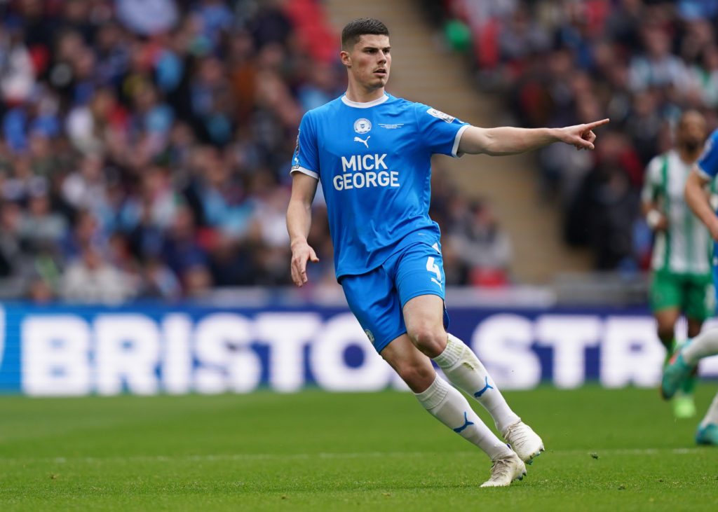 Ronnie Edwards of Peterborough United during the Bristol Street Motors Trophy Final between Peterborough United and Wycombe Wanderers at Wembley St...