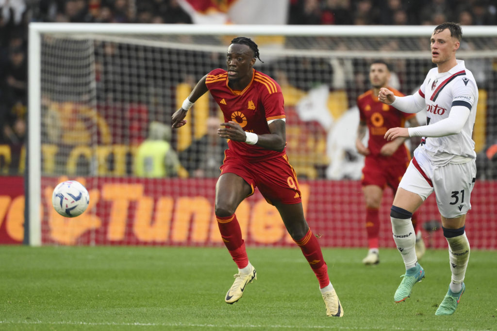 AS Roma player Tammy Abraham during the Serie A TIM match between AS Roma and Bologna FC - Serie A TIM  at Stadio Olimpico on April 22, 2024 in Rom...