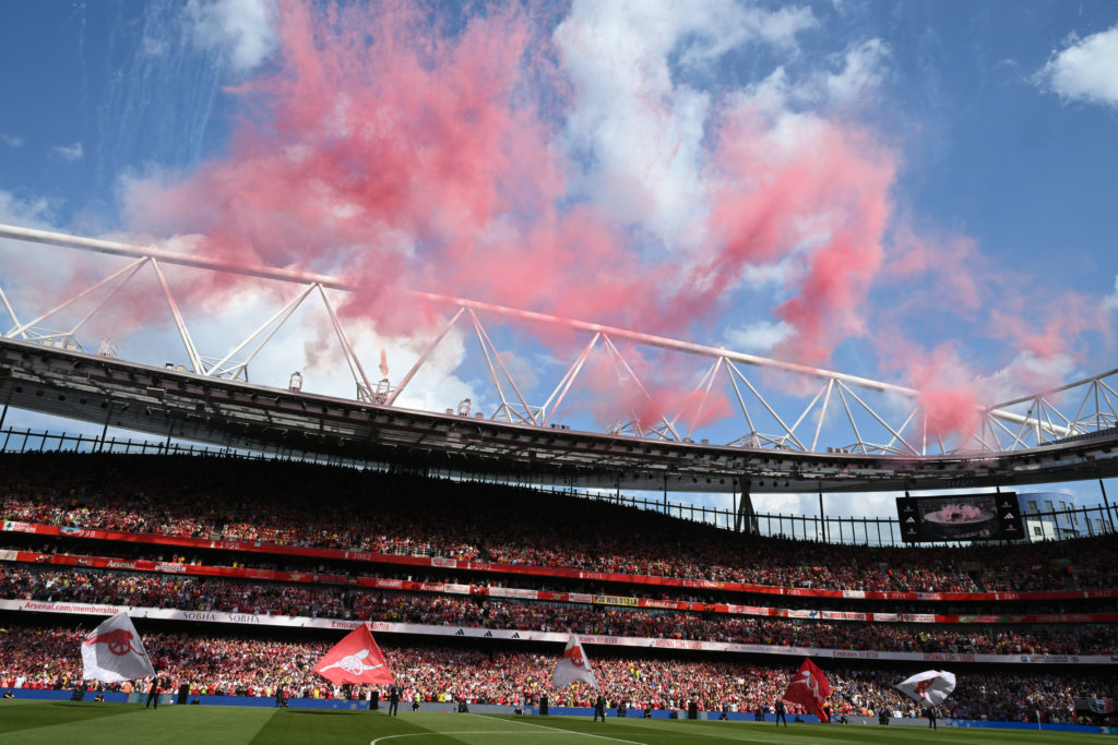 A general view of Emirates stadium before the Premier League match between Arsenal FC and Everton FC on May 19, 2024 in London, England.