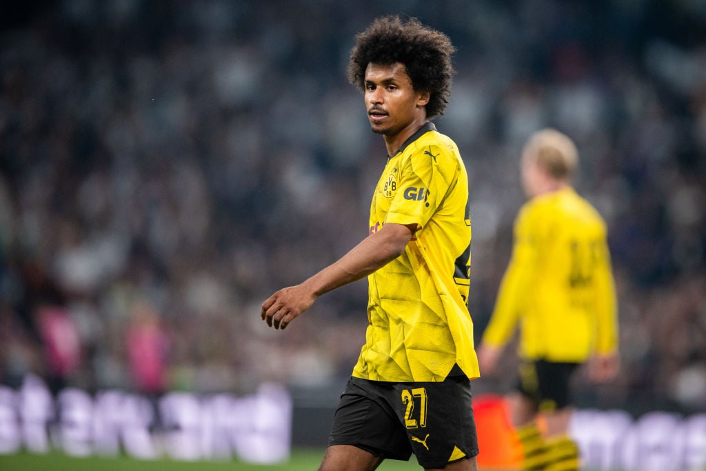 Karim Adeyemi of Borussia Dortmund looks on during the UEFA Champions League 2023/24 final match between Borussia Dortmund v Real Madrid CF at Wemb...