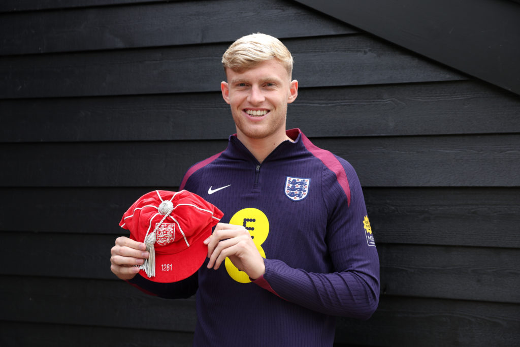 Everton defender Jarrad Branthwaite receives first England cap during Euro 2024 Training Camp.