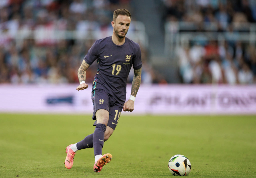 James Maddison of England during the international friendly match between England and Bosnia & Herzegovina at St James' Park on June 03, 2024 i...