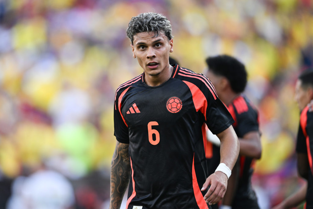 Richard rios in action for Colombia in a game against the United States