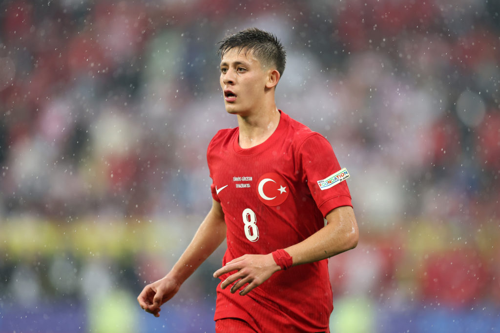 Arda Guler of Turkiye looks on during the UEFA EURO 2024 group stage match between Turkiye and Georgia at Football Stadium Dortmund on June 18, 202...