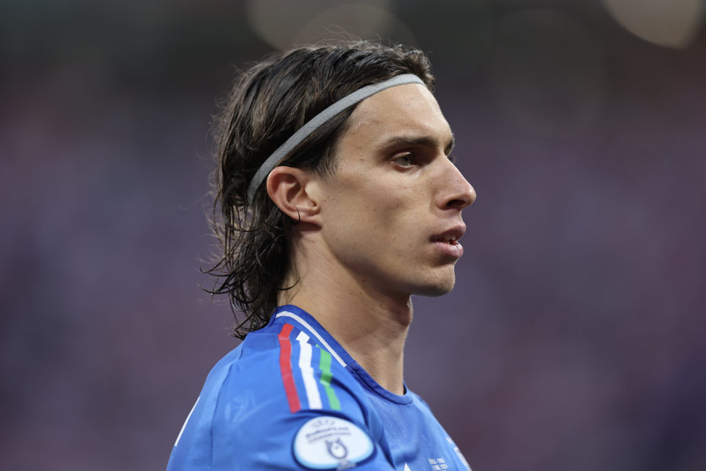 Riccardo Calafiori of Italy during the UEFA EURO 2024 group stage match between Croatia and Italy at Leipzig Stadium on June 24, 2024 in Leipzig, G...