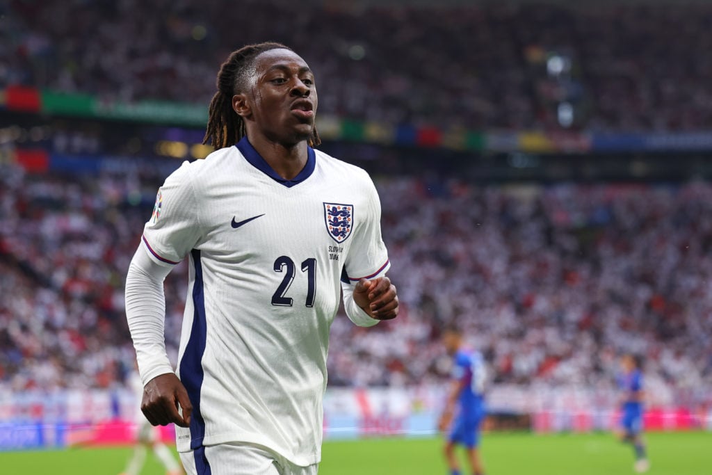 Eberechi Eze of England during the UEFA EURO 2024 round of 16 match between England and Slovakia at Arena AufSchalke on June 30, 2024 in Gelsenkirc...