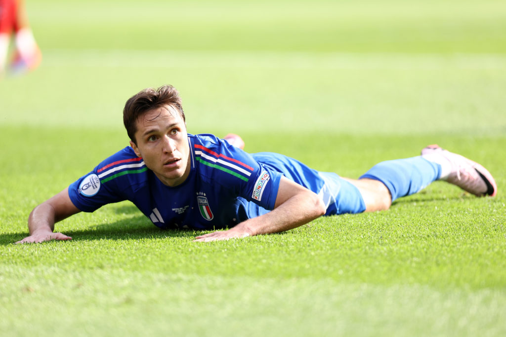 Federico Chiesa of Italy looks dejected during the Uefa Euro