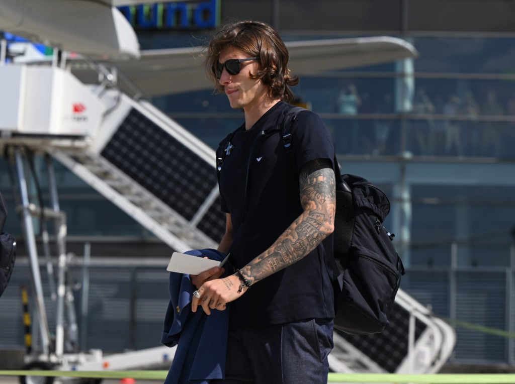 Riccardo Calafiori of Italy departs from Dortmund for Berlin on June 28, 2024 in Dortmund, Germany.