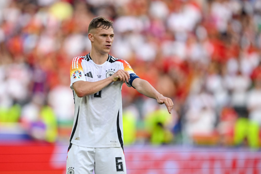 Joshua Kimmich of Germany gestures during the UEFA EURO 2024 - Quarter-final match between Spain and Germany at Arena Stuttgart on July 5, 2024 in ...