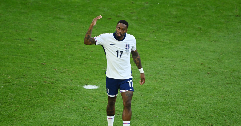 Ivan Toney of England celebrates scoring the team's fourth penalty in the penalty shoot out during the UEFA EURO 2024 quarter-final match between E...