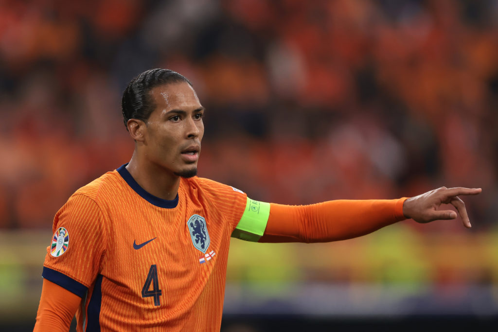 Virgil van Dijk of Netherlands reacts during the UEFA EURO 2024 semi-final match between Netherlands and England at Football Stadium Dortmund on Ju...