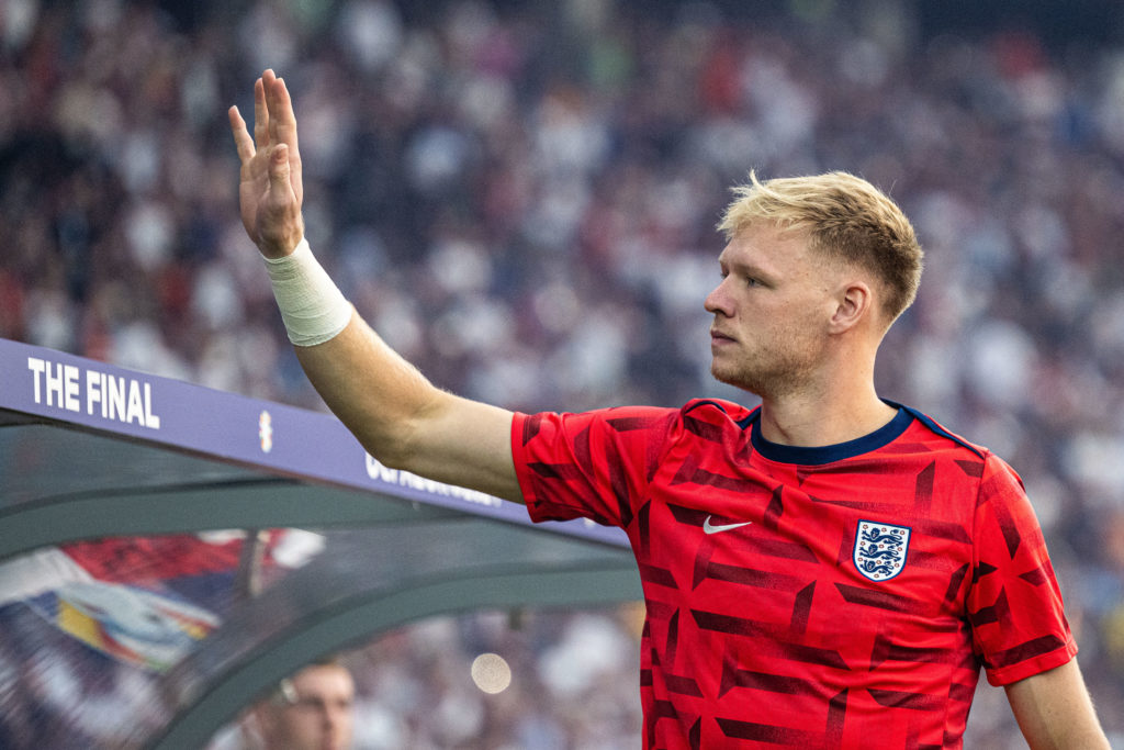 Aaron Ramsdale of England during the UEFA EURO 2024 final match between Spain and England at Olympiastadion on July 14, 2024 in Berlin, Germany.