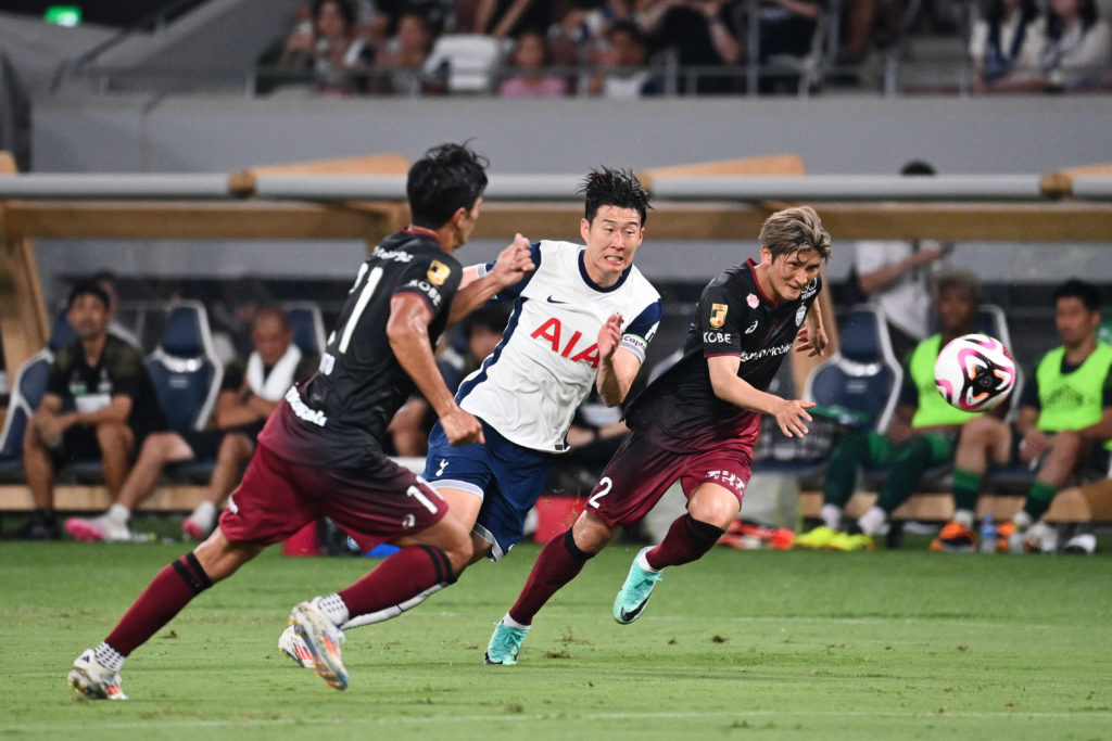 Heung-Min Son of Tottenham Hotspur FC in action during the J.LEAGUE World Challenge powered by docomo match between Vissel Kobe and Tottenham Hotsp...