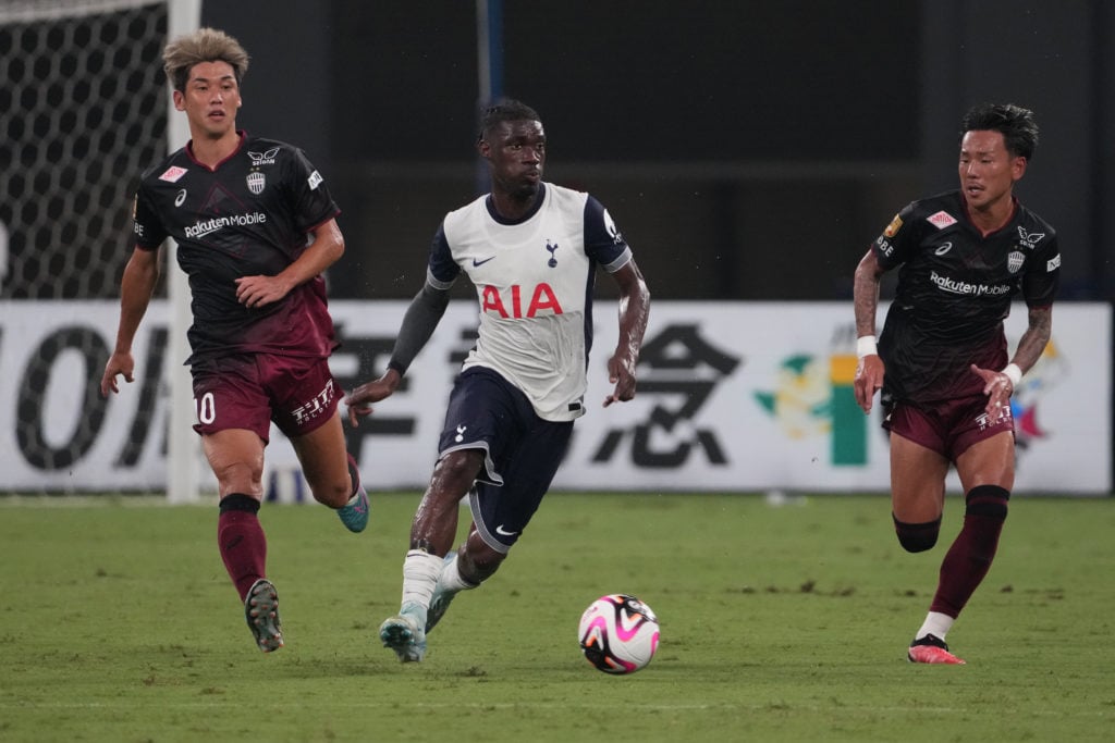 Yves Bissouma of Tottenham Hotspur in action during the match between Vissel Kobe and Tottenham Hotspur at National Stadium on July 27, 2024 in Tok...