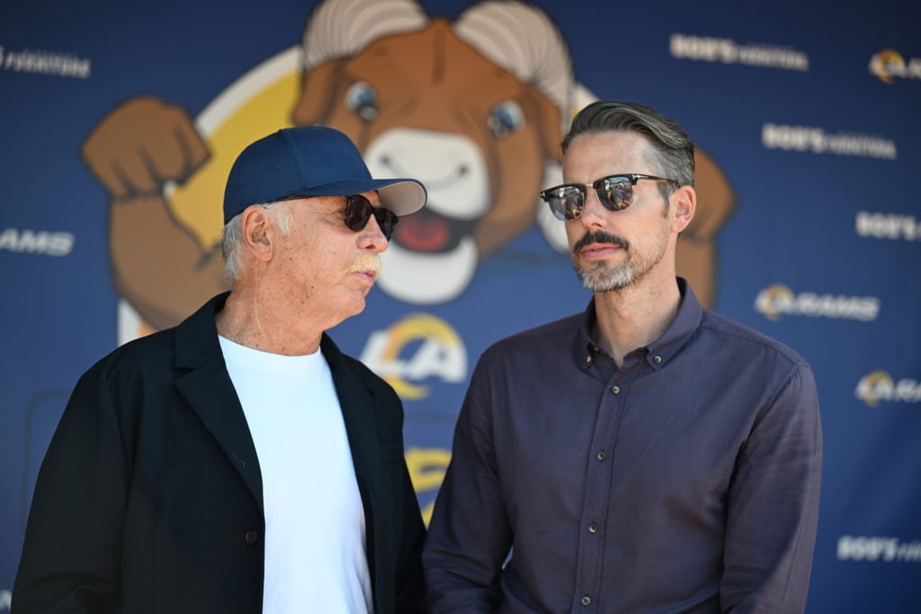 (L) Stan and (R) Josh Kroenke of KSE, owners of Arsenal and the LA Rams at the Los Angeles Rams Training Camp at Loyola Marymount University on Jul...