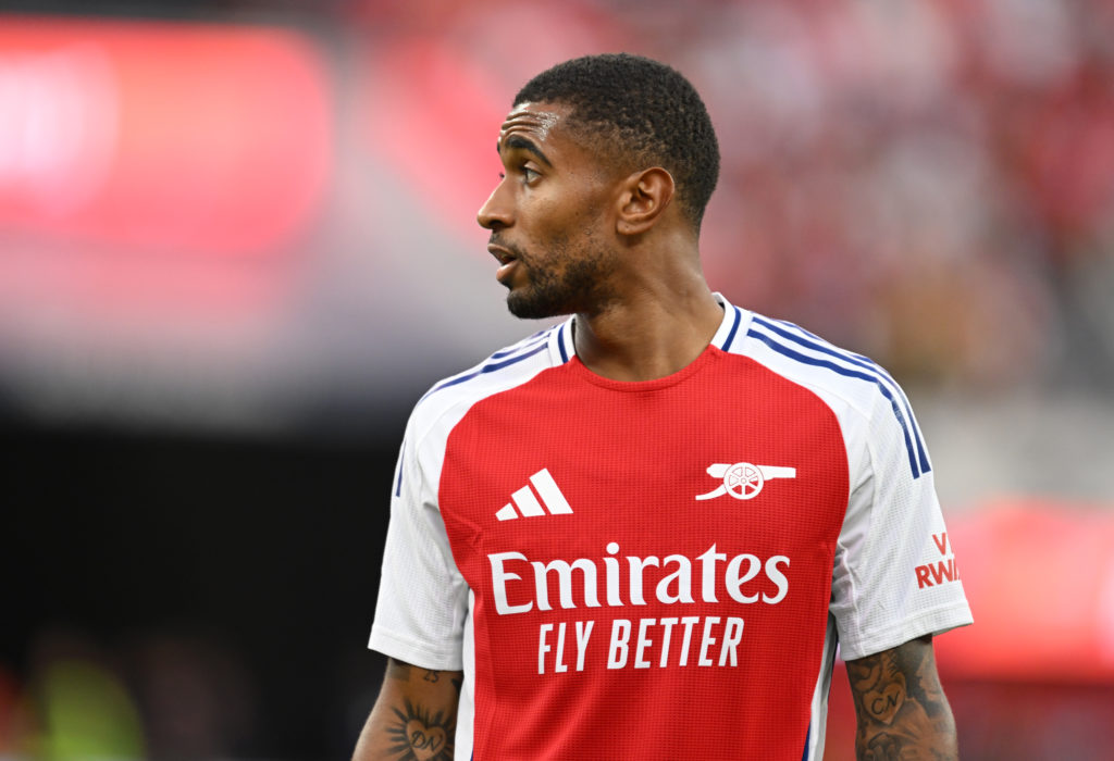 Reiss Nelson of Arsenal during the pre season friendly between Arsenal and Manchester United at SoFi Stadium on July 27, 2024 in Inglewood, Califor...