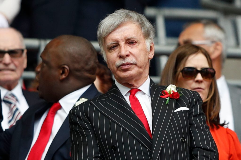 Arsenal's US owner Stan Kroenke waits for kick off in the English FA Cup final football match between Arsenal and Chelsea at Wembley stadium in Lon...