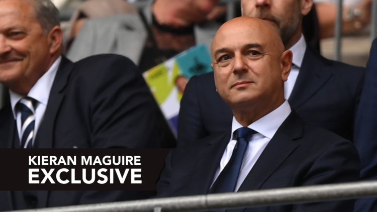 Daniel Levy, Chairman of Tottenham Hotspur looks on.
