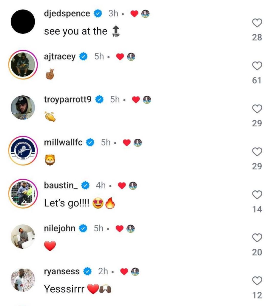 Tottenham players wish Japhet Tanganga well after Millwall move