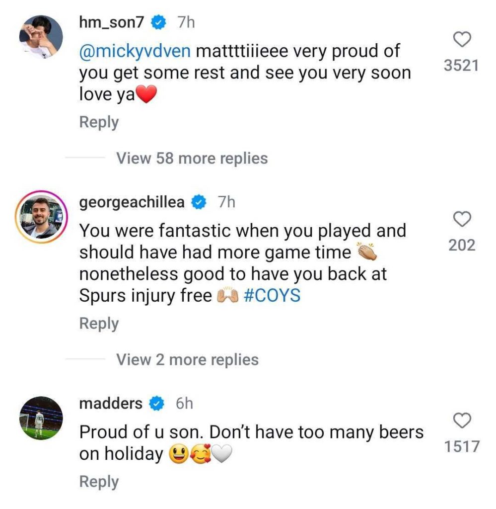 Tottenham duo Son Heung-min and James Maddison rally behind Micky van de Ven