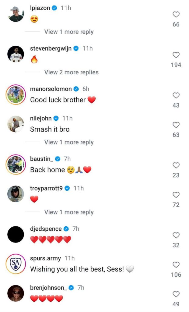 Tottenham players wish Ryan Sessegnon well on his Fulham return