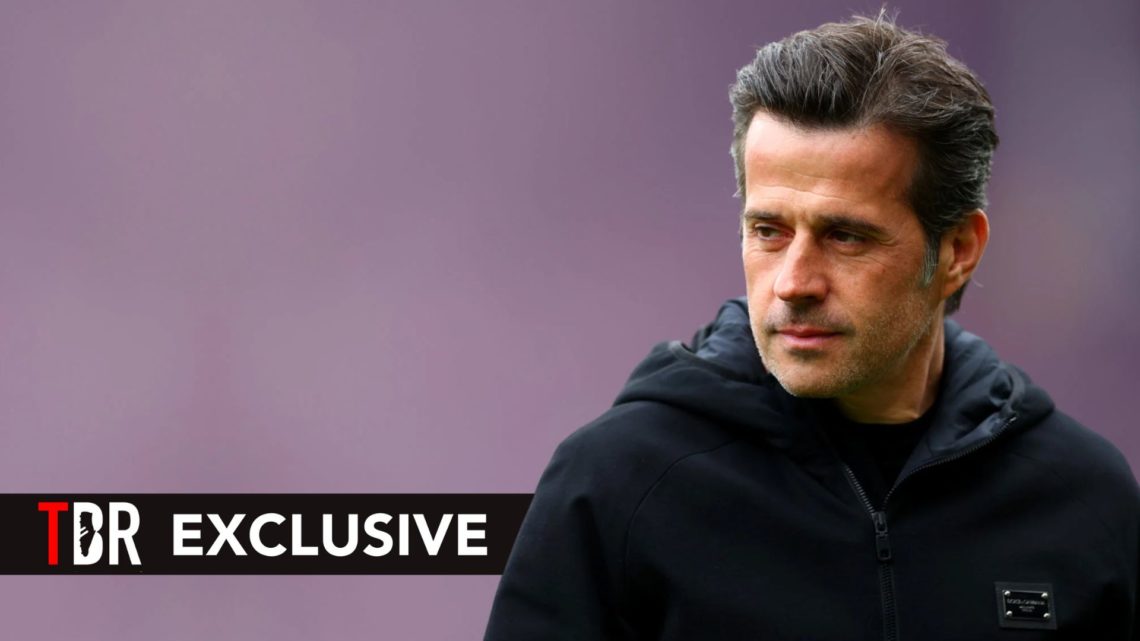 Marco Silva, Manager of Fulham, looks on prior to the Premier League match between Fulham FC and Crystal Palace. Overlaid, a TBR EXCLUSIVE banner.
