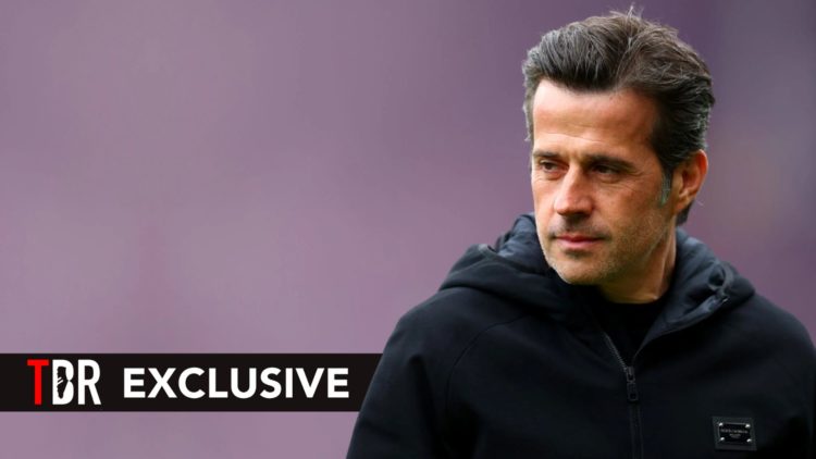 Marco Silva, Manager of Fulham, looks on prior to the Premier League match between Fulham FC and Crystal Palace. Overlaid, a TBR EXCLUSIVE banner.