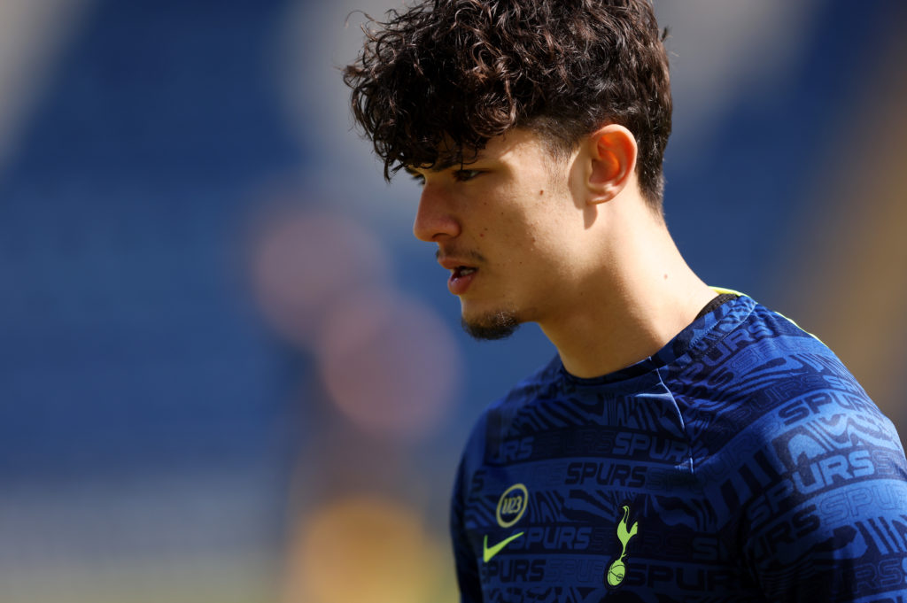 Jude Soonsup-Bell of Tottenham Hotspur looks on prior to the Premier League 2 match between Tottenham Hotspur U21 and Wolverhampton Wanderers U21 a...