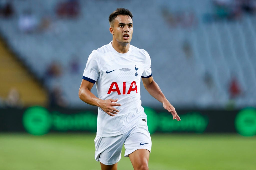 Sergio Reguilon of Tottenham Hotspur during the    match between Barcelona v Tottenham Hotspur (Joan Gamper Trophy) at the Lluis Companys Olympic S...