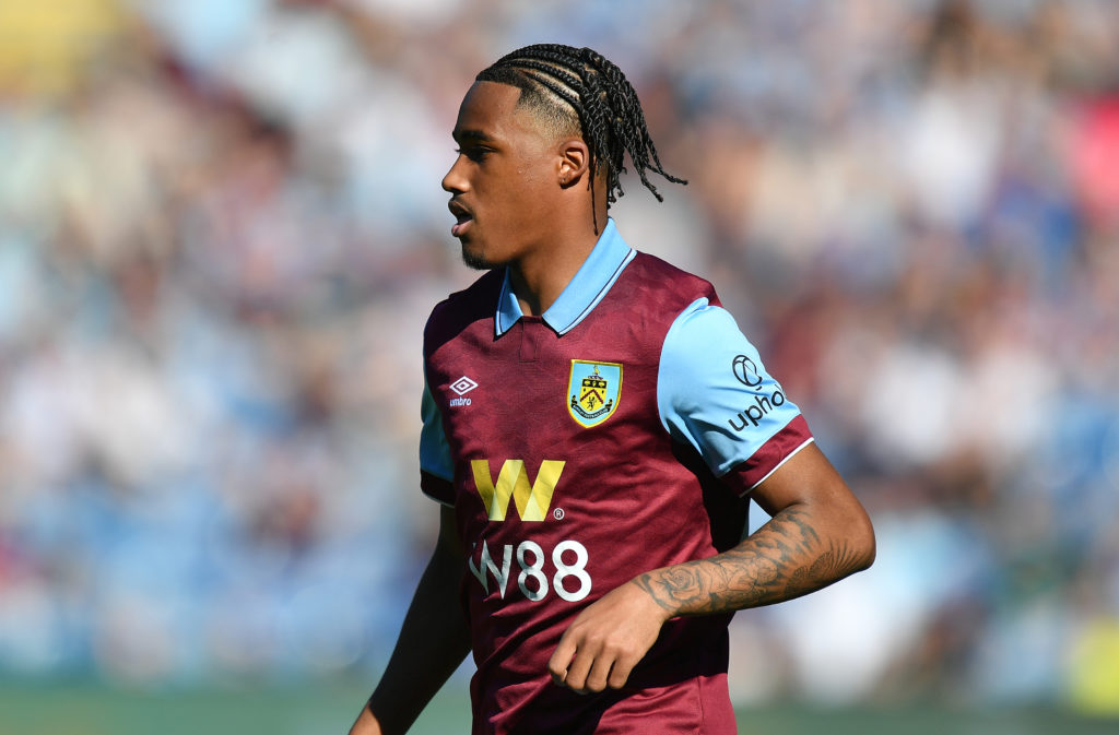 Burnley's Wilson Odobert during the Premier League match between Burnley FC and Nottingham Forest at Turf Moor on May 19, 2024 in Burnley, England.