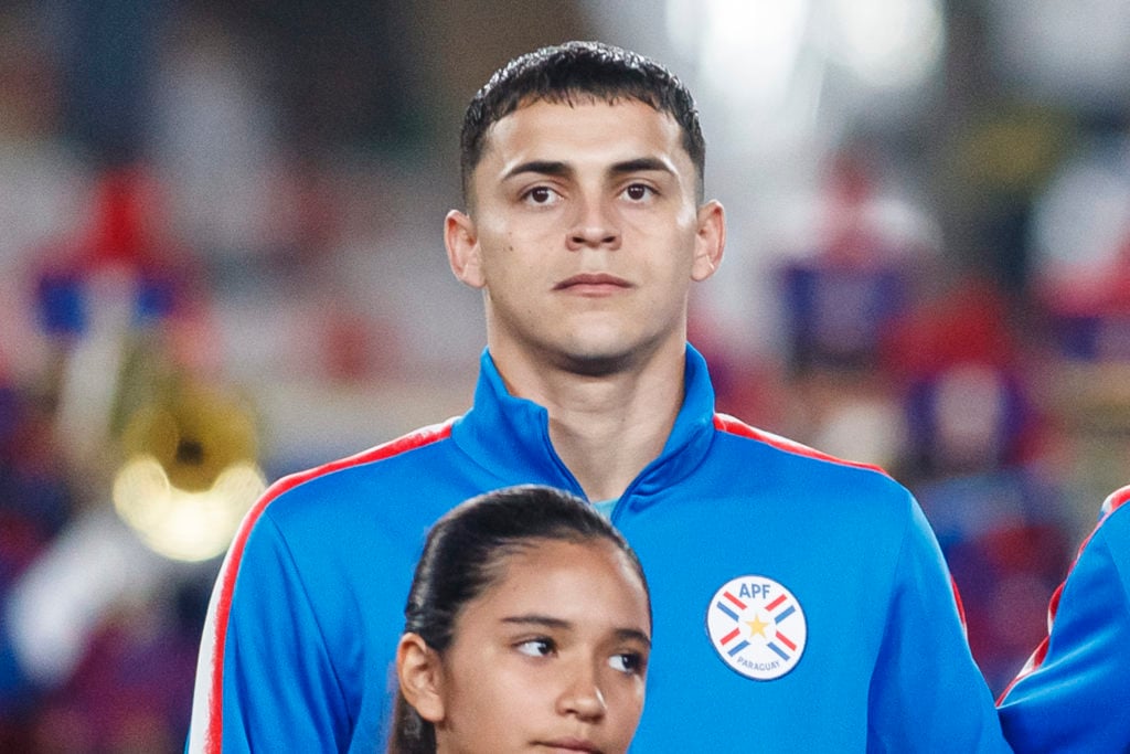 Ramon Sosa of Paraguay getting into the field during an international friendly between Peru and Paraguay at Estadio Monumental on June 7, 2024 in L...