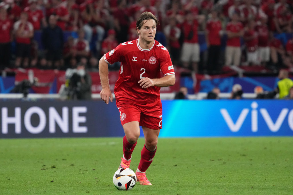 Joachim Andersen of Denmark in action during the UEFA EURO 2024 round of 16 match between Germany and Denmark at Football Stadium Dortmund on June ...