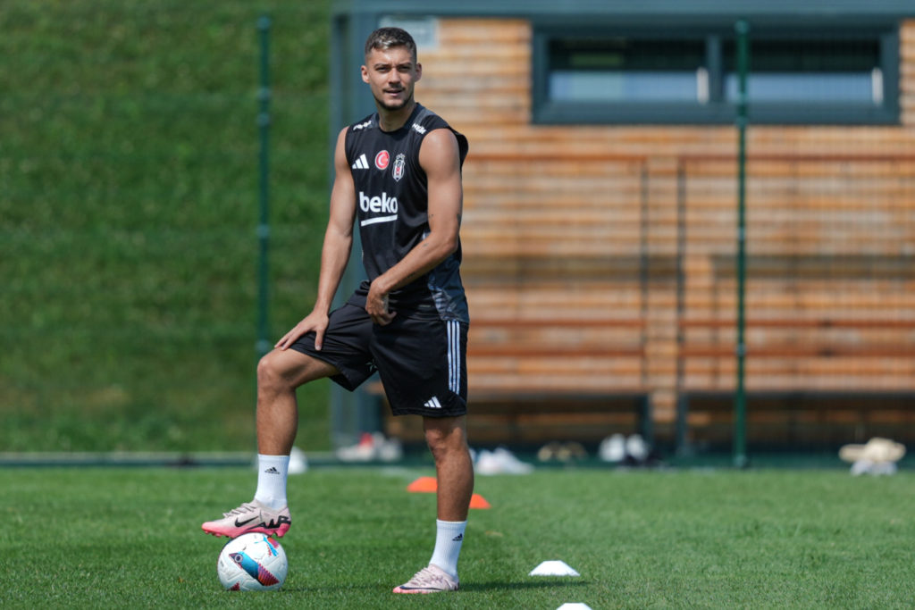 Ernest Muci of Besiktas attends a training ahead of the new season of Turkish Super Lig in Maribor, Slovenia on July 15, 2024.