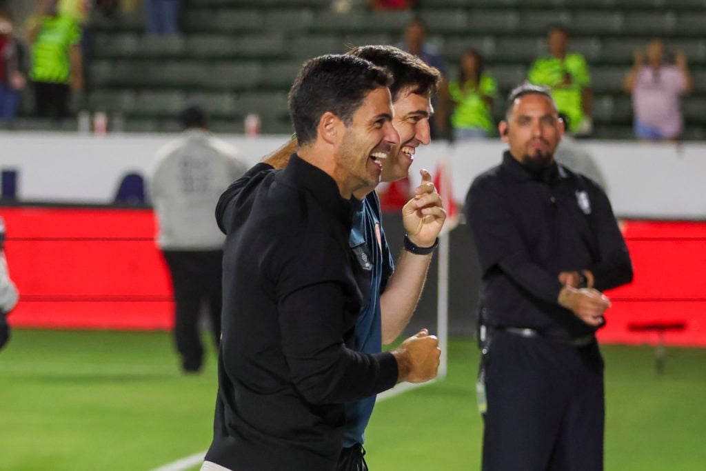 Head Coaches Mikel Arteta of Arsenal and Andoni Iraola of Bournemouth after their sides 1-1 draw during  Arsenal v AFC Bournemouth pre-season frien...