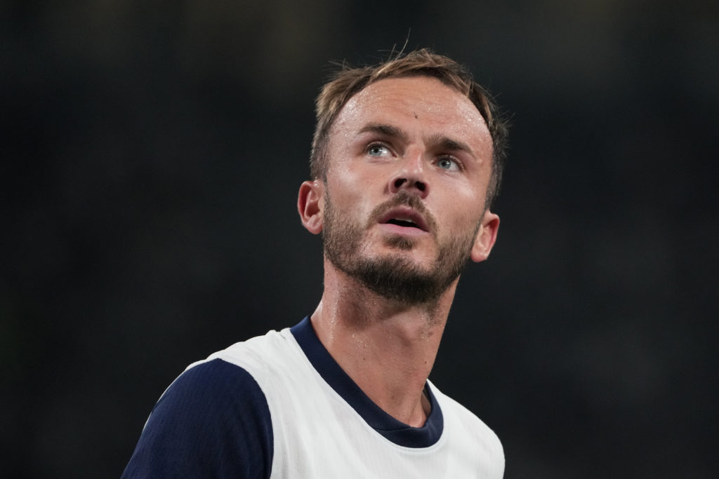 James Maddison of Tottenham Hotspur looks on during the match between Vissel Kobe and Tottenham Hotspur at National Stadium on July 27, 2024 in Tok...