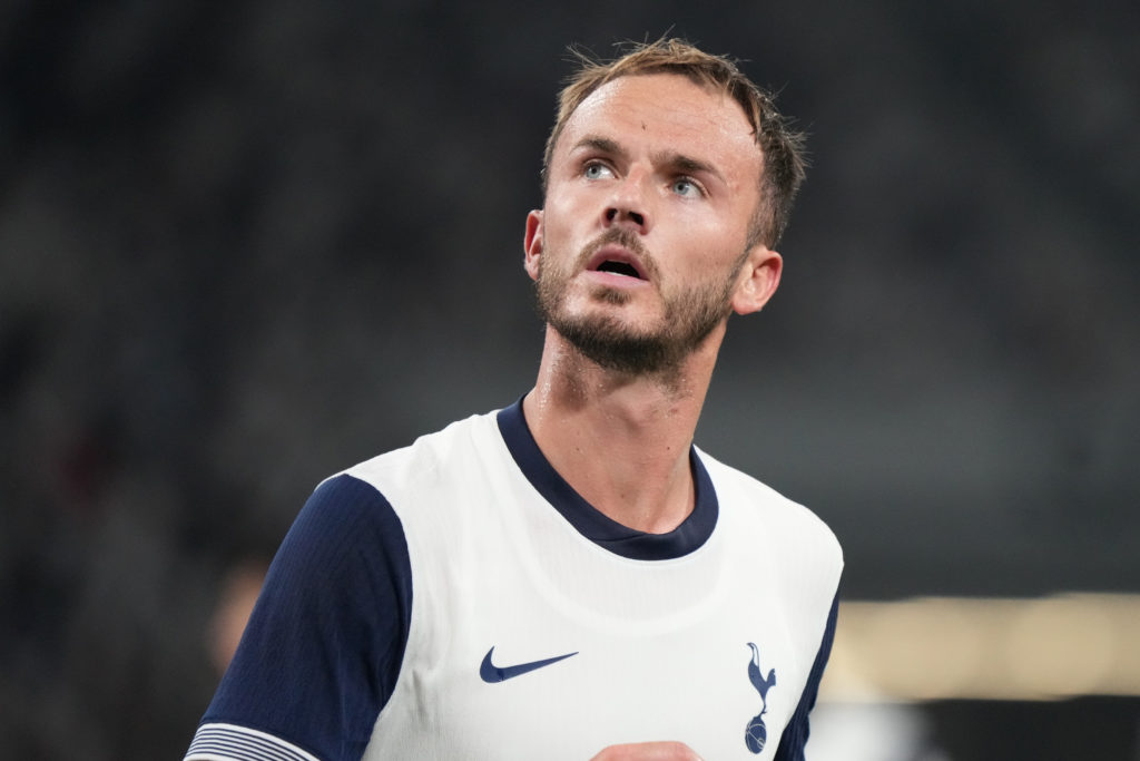 James Maddison of Tottenham Hotspur looks on during the J.LEAGUE World Challenge powered by docomo match between Vissel Kobe and Tottenham Hotspur ...