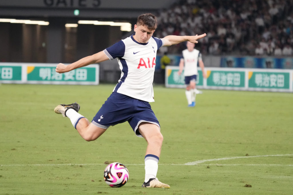 Mikey Moore of Tottenham Hotspur in action during the J.LEAGUE World Challenge powered by docomo match between Vissel Kobe and Tottenham Hotspur at...