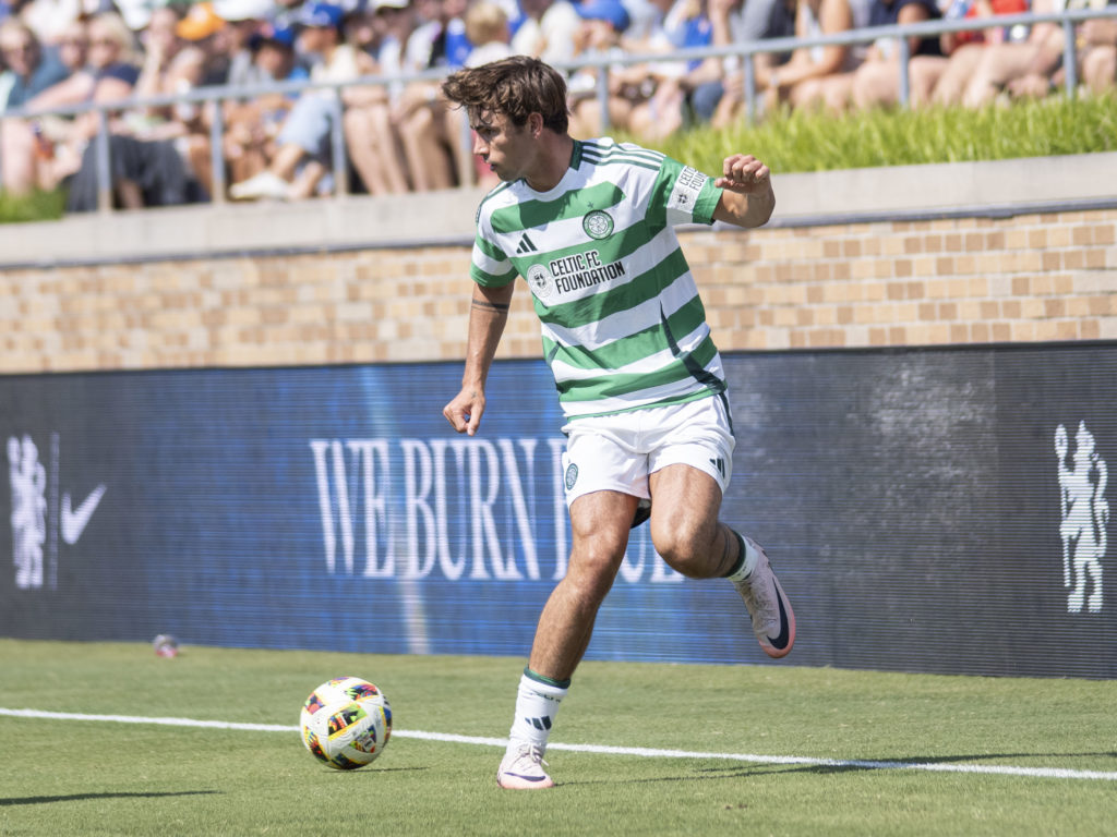 Celtic midfielder Matt O'Riley (33) during the friendly soccer match between Chelsea and Celtic on July 27, 2024, at Notre Dame Stadium in South Be...