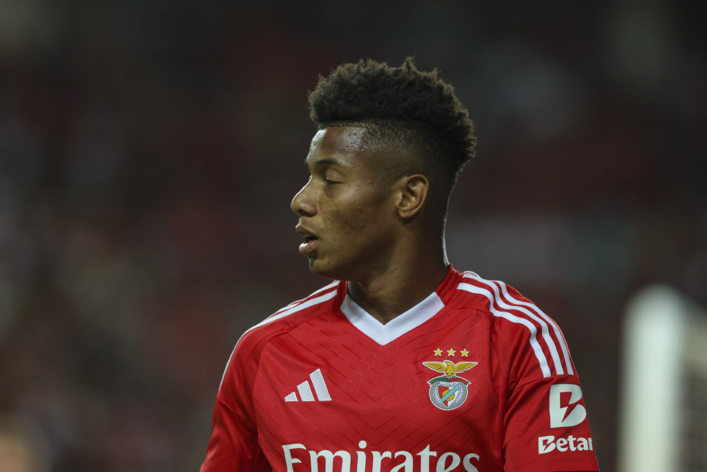 David Neres of SL Benfica during the pre-season friendly match between Benfica and Fulham at Estadio Algarve on August 2, 2024 in Faro, Portugal.