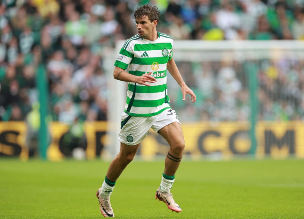 Matt O'Riley of Celtic during the cinch Premiership match between Celtic FC and Kilmarnock FC at Celtic Park on August 4, 2024 in Glasgow, United K...