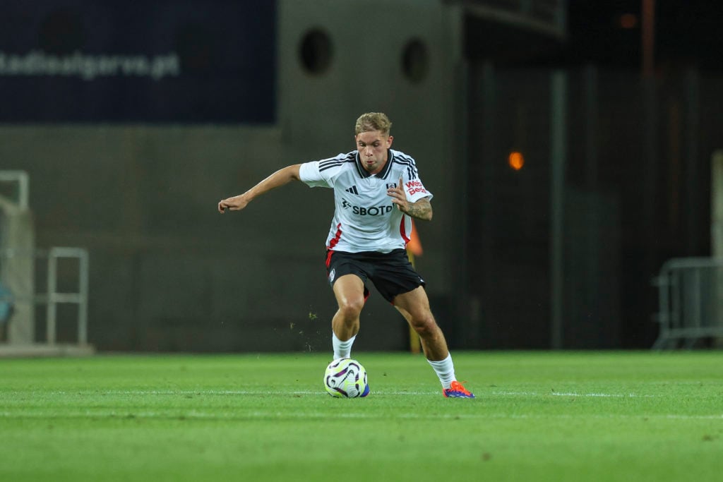 Emile Smith Rowe of Fulham FC during the pre-season friendly match between Sevilla and Fulham FC at Estadio Algarve on August 5, 2024 in Faro, Port...