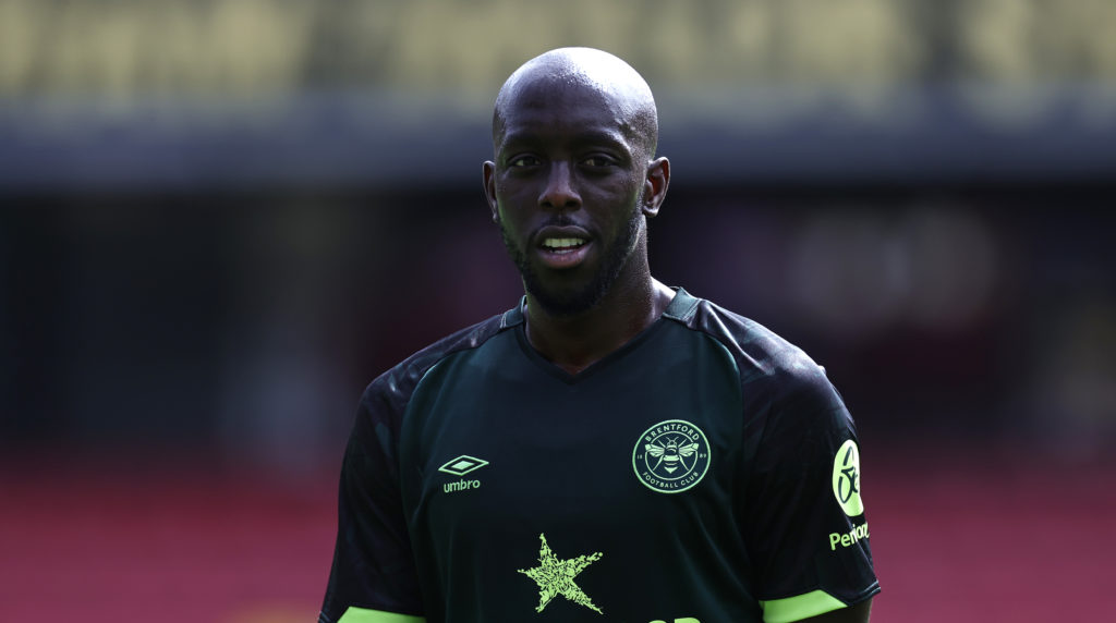 Yoane Wissa looking on during a pre-season game between Brentford and Watford