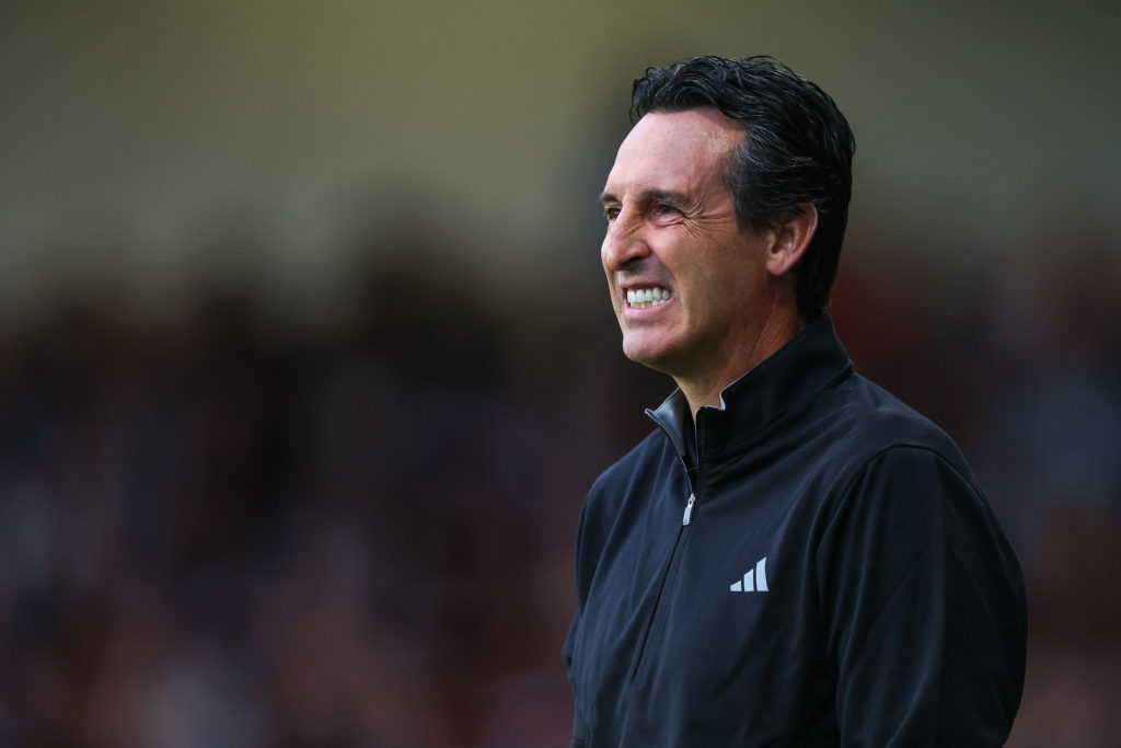 Unai Emery the head coach / manager of Aston Villa reacts during the Pre Season Friendly between Aston Villa and Athletic Club at Poundland Bescot ...