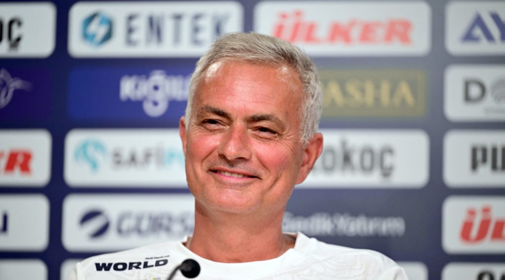 Head coach of Fenerbahce, Jose Mourinho holds a press conference ahead of the UEFA Champions League 3rd Qualifying Round second leg match against L...