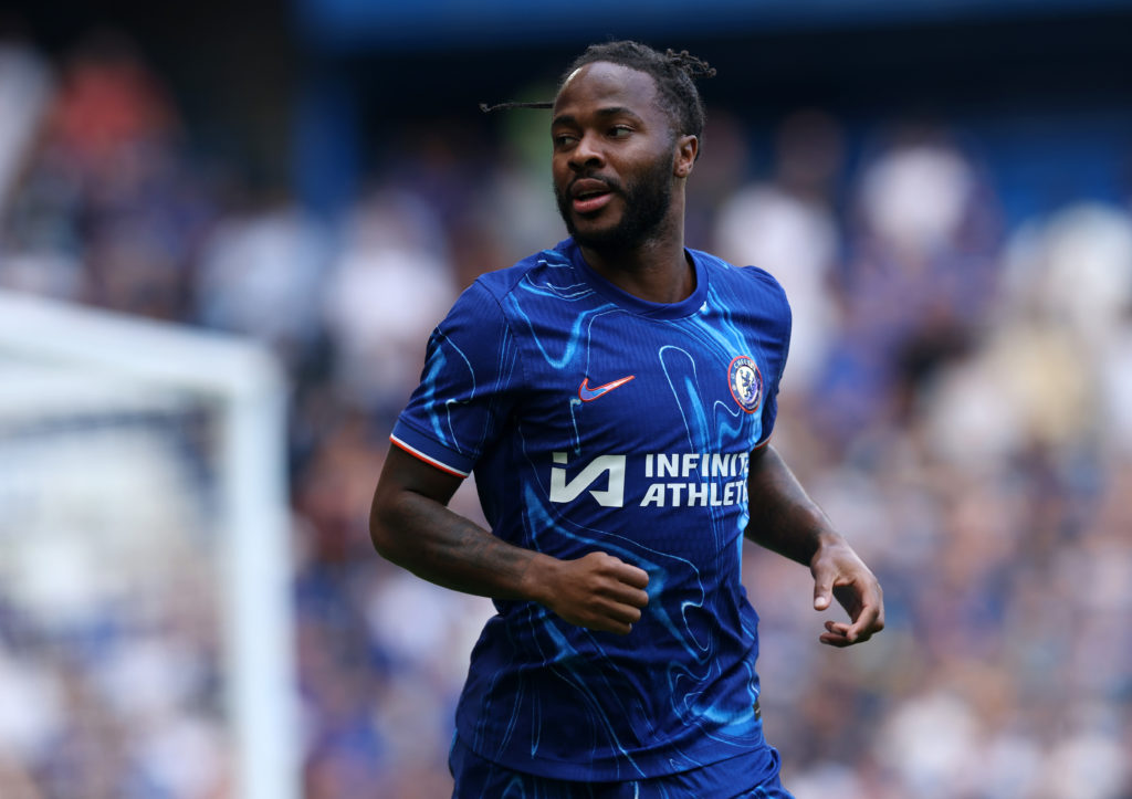 Raheem Sterling of Chelsea in action during the pre-season friendly match between Chelsea and FC Internazionale at Stamford Bridge on August 11, 20...